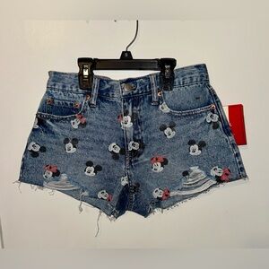Disney Mickey Mouse and Minnie Denim cutoff Shorts 000 NWT